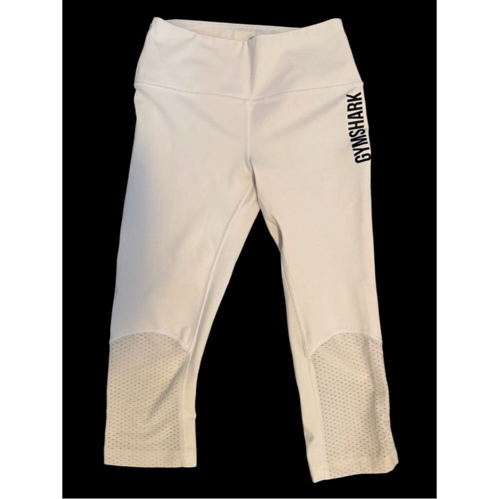 Gymshark Elevate White Capri Leggings with Black Logo / Size XS